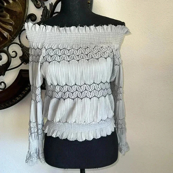 Deletta Woman’s Delicate Lace Off The Shoulder Top Blouse Size XS Anthropologie - Picture 1 of 16